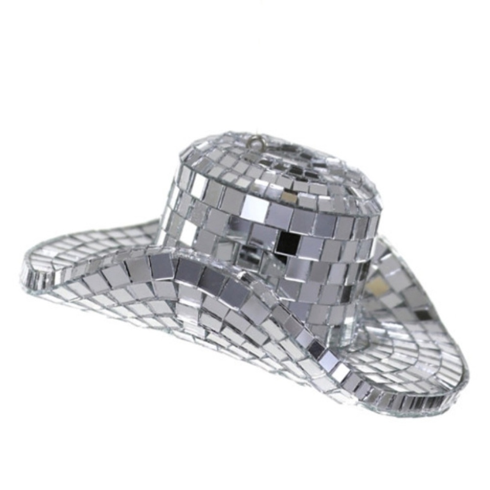 Cody Foster Co Disco-Inspired Cowboy Hat Holiday Silver Ornament New with Tags